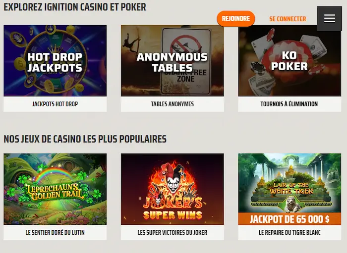 Ignition Casino France Jeux